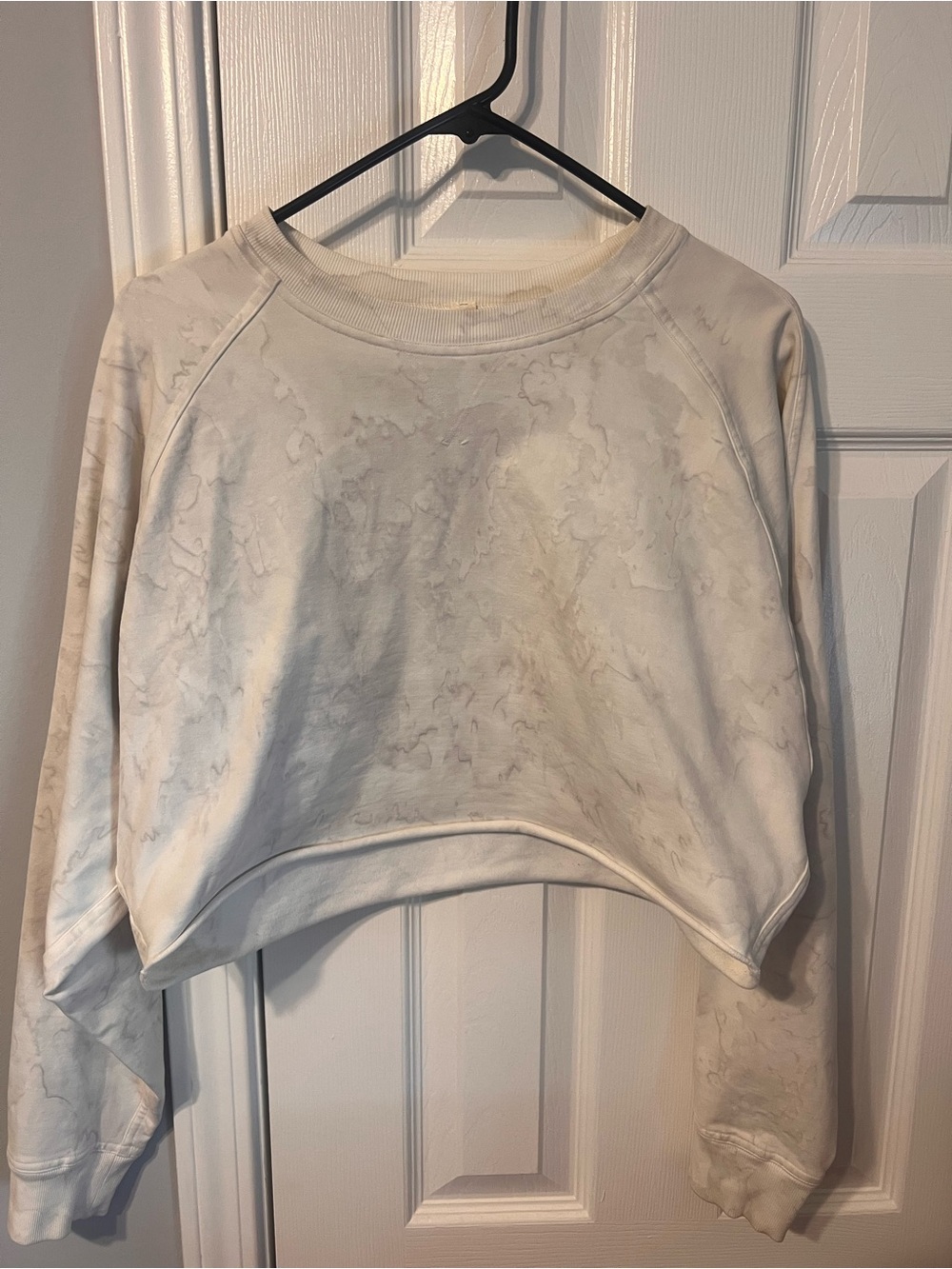 lululemon athletica Marble-Print Cream Cropped Sweatshirt